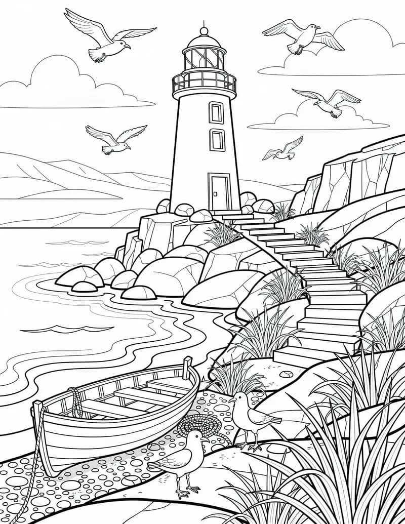 Coloring page — Lighthouse Cove