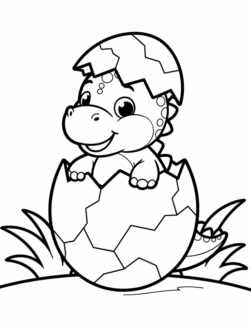 Coloring page — Baby Dino Hatchling