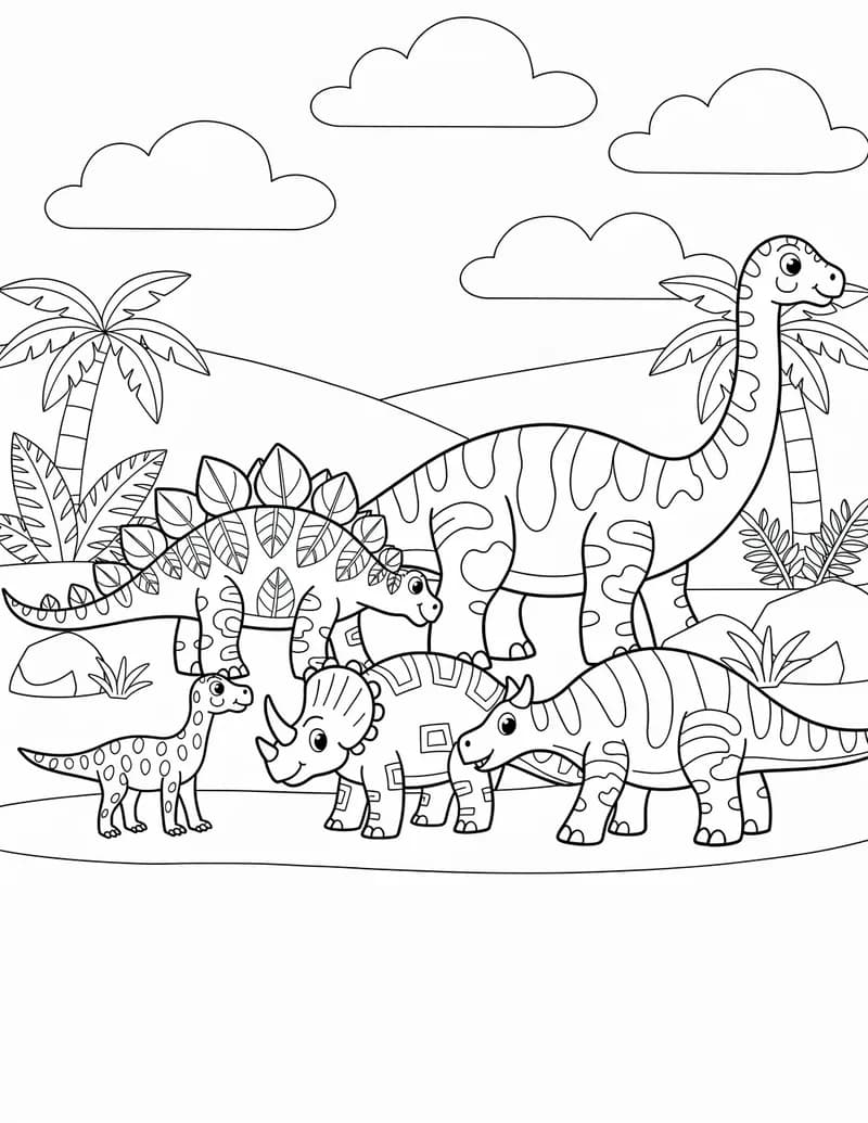 Coloring page — Dinosaur Size Parade