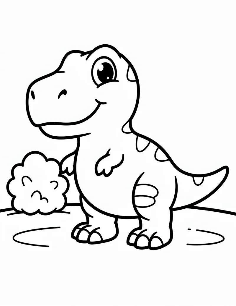 Coloring page — Happy T-Rex