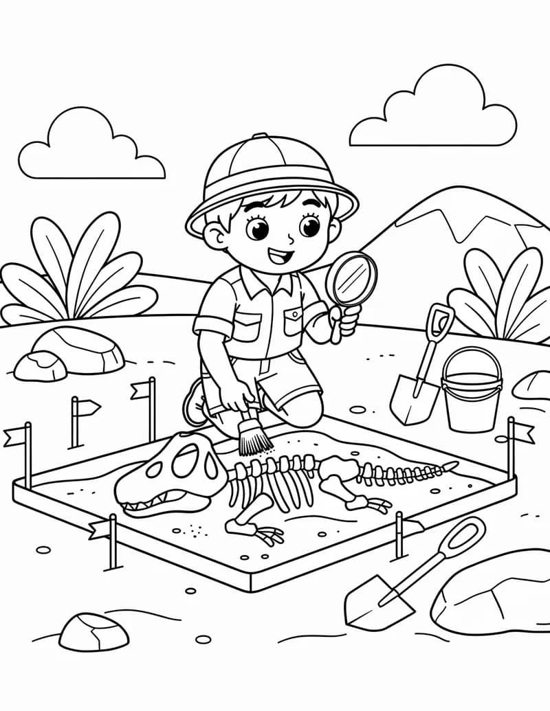 Coloring page — Junior Paleontologist
