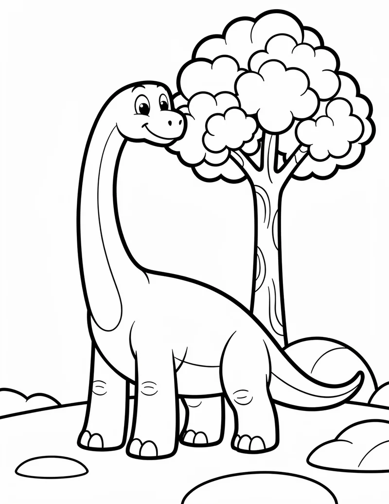 Coloring page — Smiling Brachiosaurus