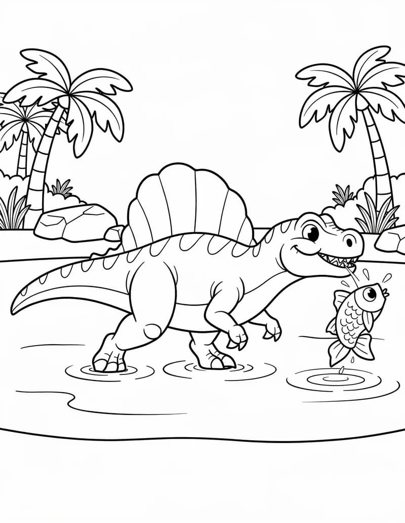 Coloring page — Spinosaurus River