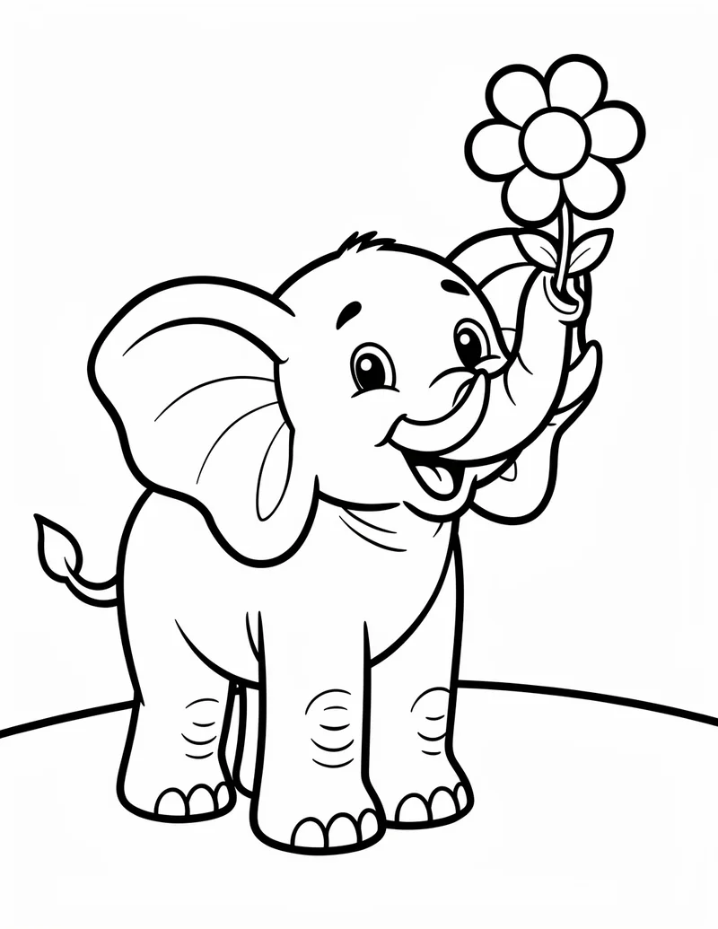 Coloring page — Big Friendly Elephant