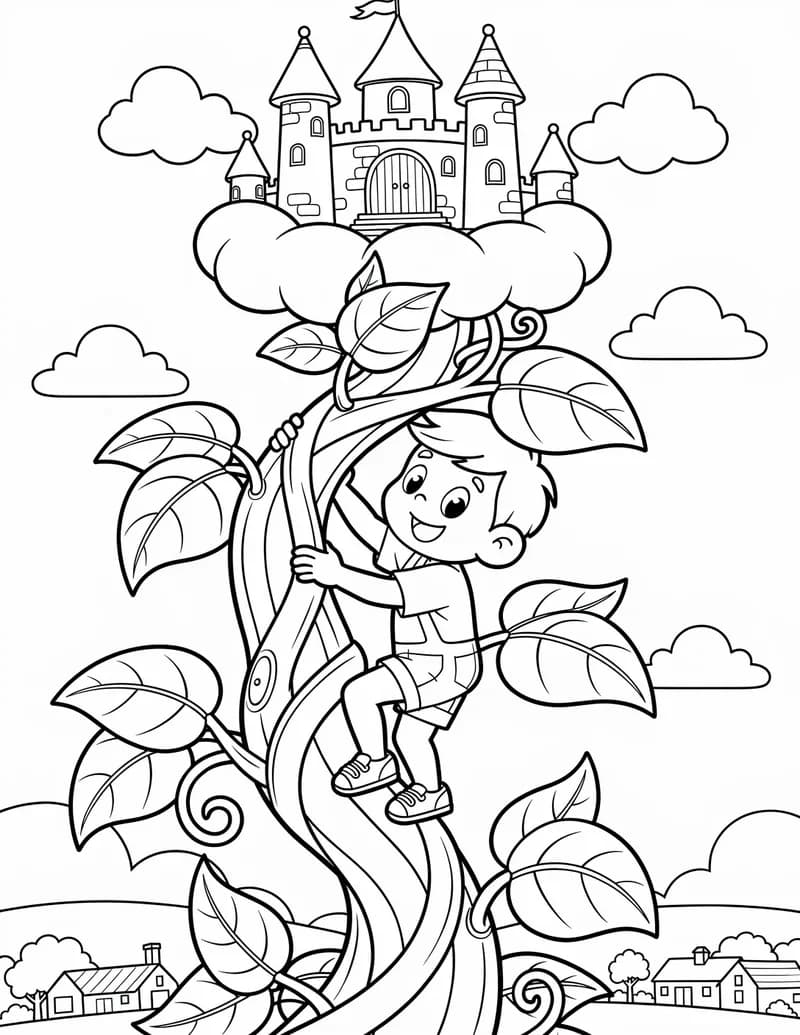 Coloring page — The Giant Beanstalk