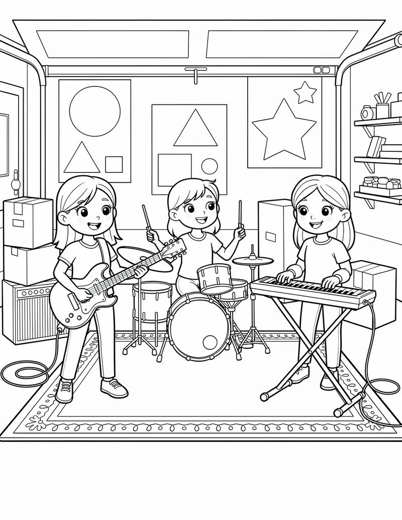 Coloring page — Band Practice