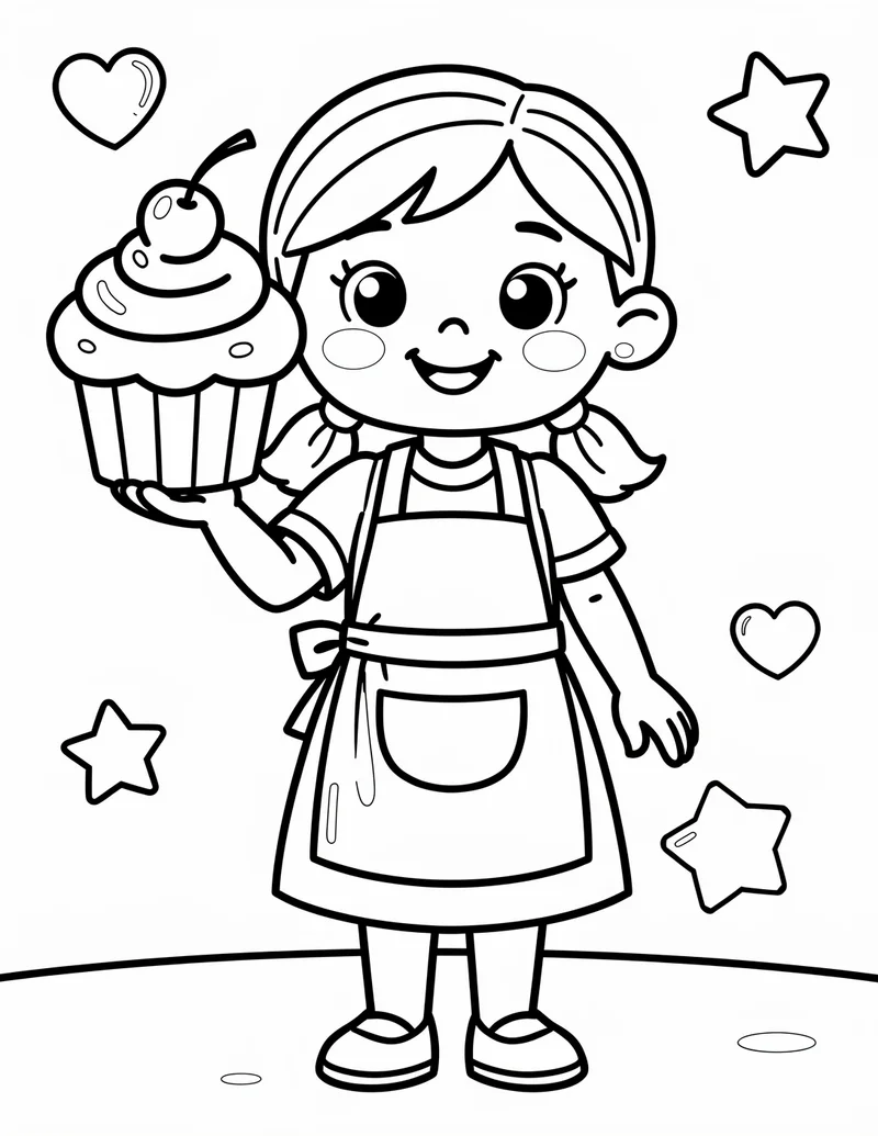 Coloring page — Cupcake Baker