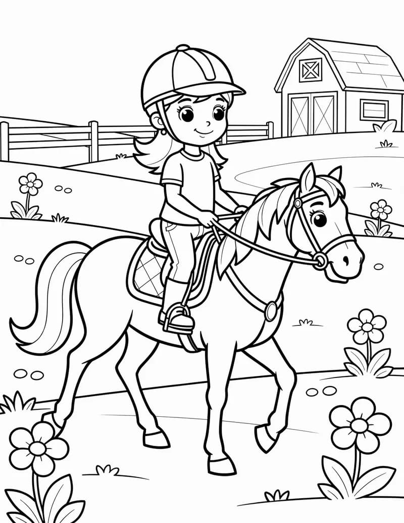 Coloring page — Horseback Rider