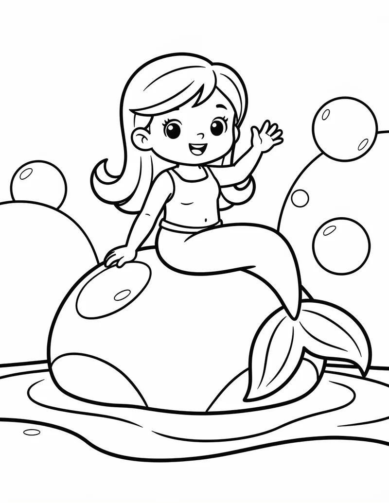 Coloring page — Smiling Mermaid