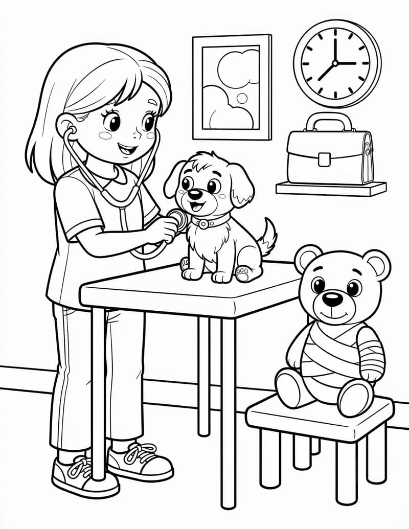 Coloring page — Vet for a Day
