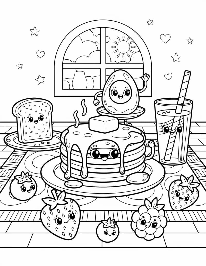 Coloring page — Breakfast Plate Party