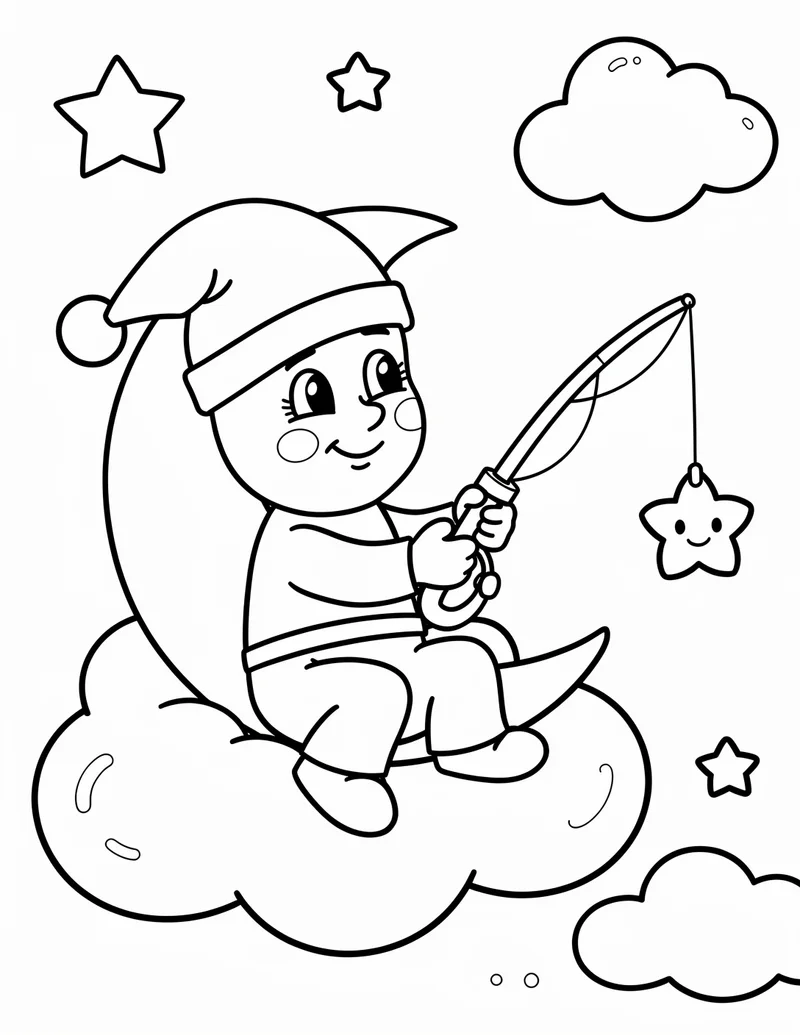 Coloring page — Crescent Moon Dreams