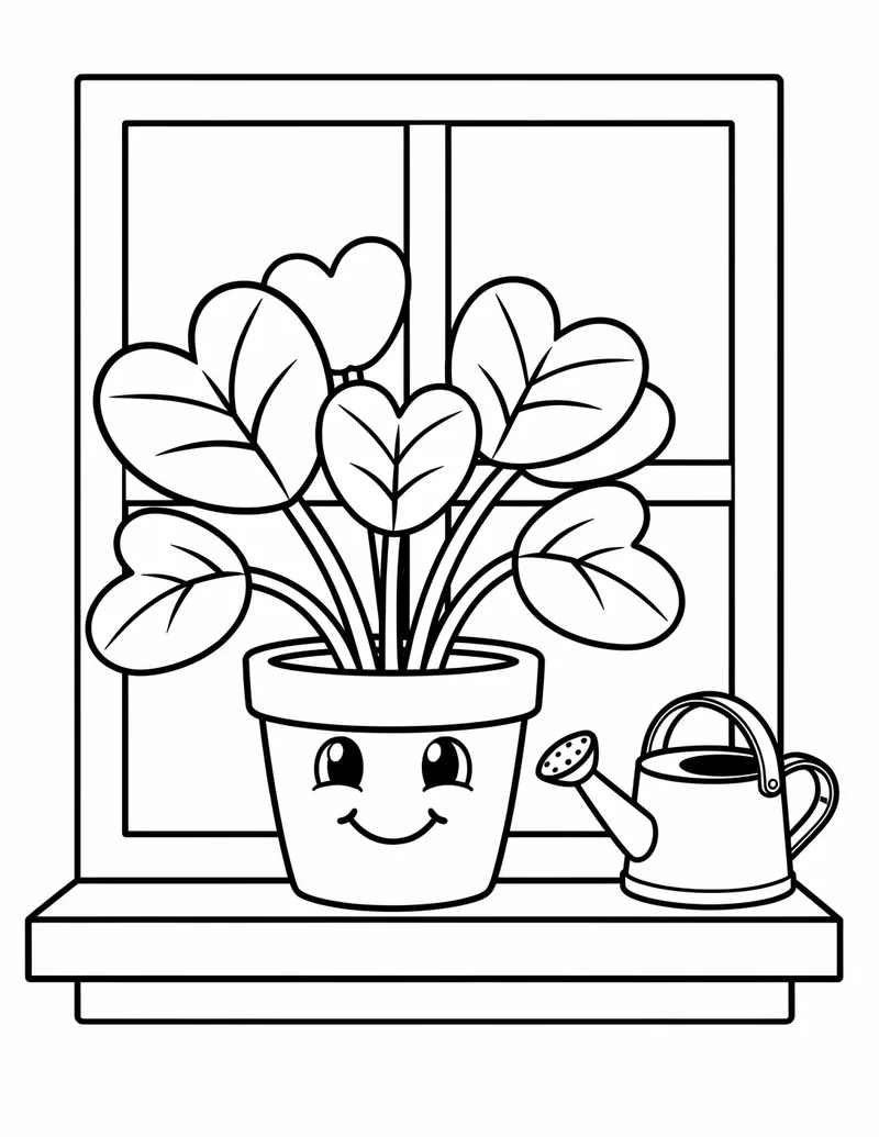 Coloring page — Happy Houseplant
