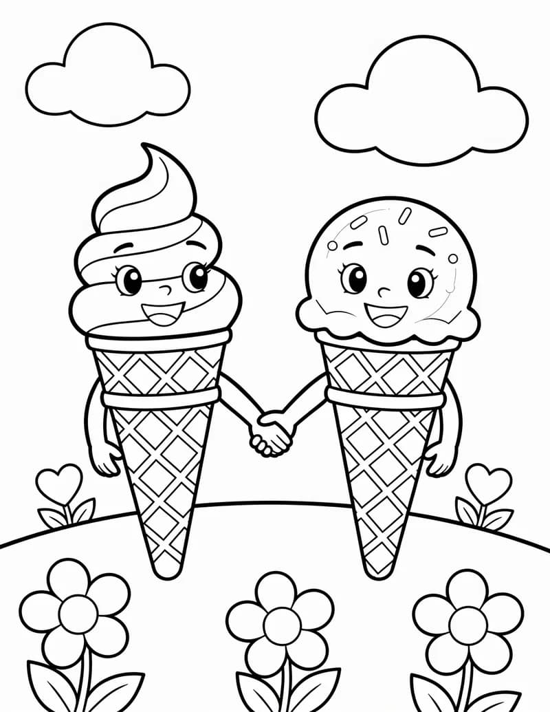 Coloring page — Ice Cream Twins