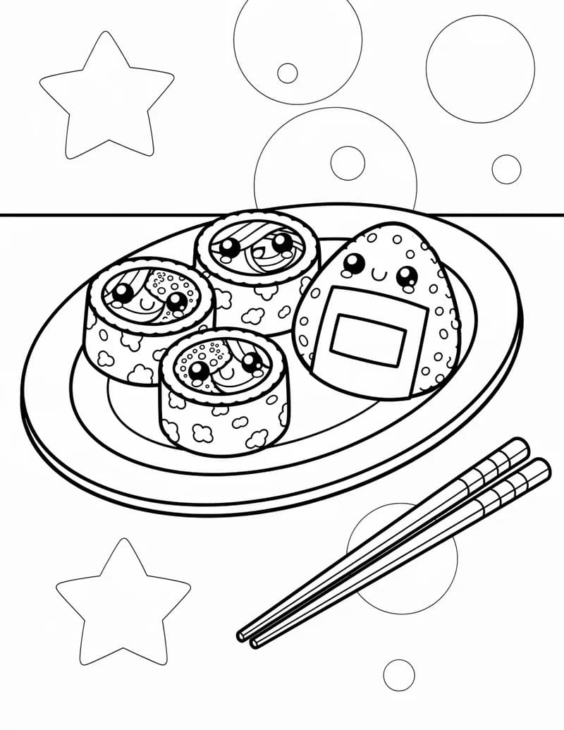 Coloring page — Sushi Family