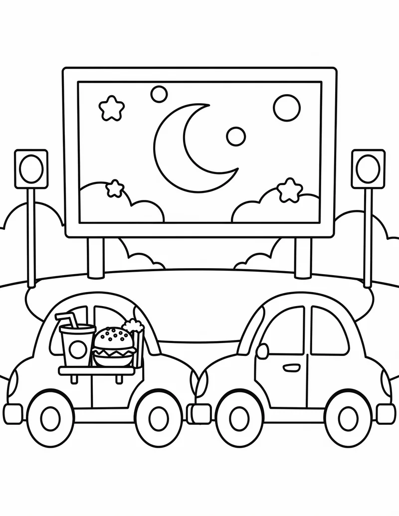 Coloring page — Drive-In Evening
