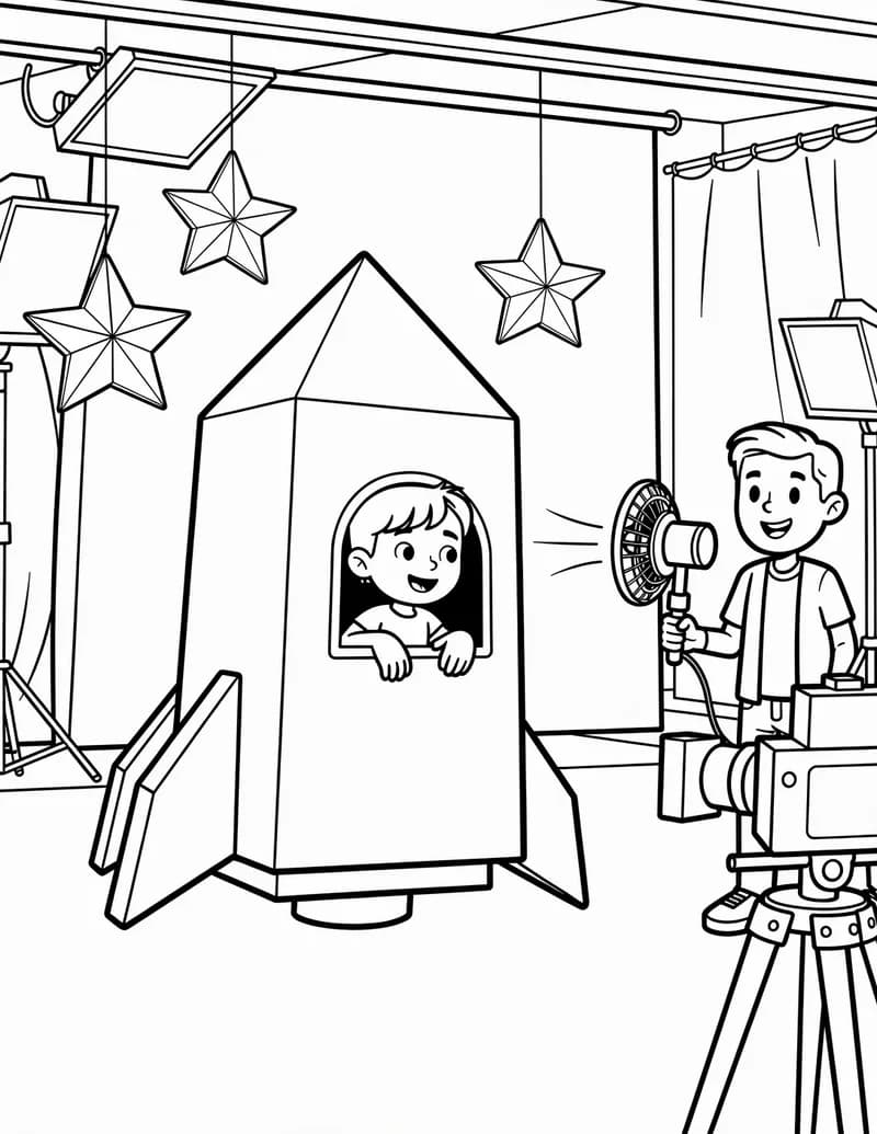 Coloring page — Space Adventure Scene