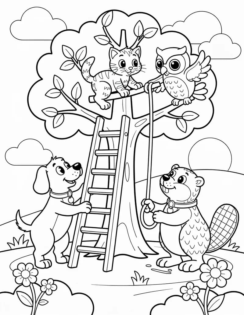 Coloring page — Animal Rescue Team