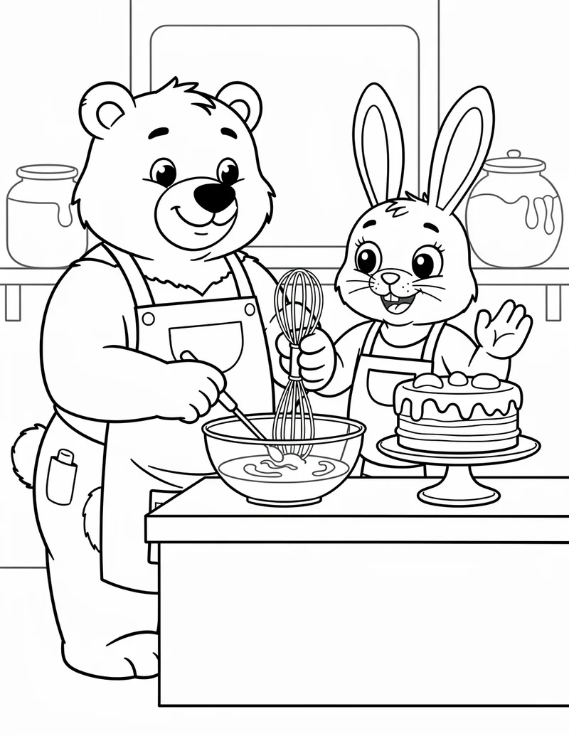 Coloring page — Cooking Show Friends