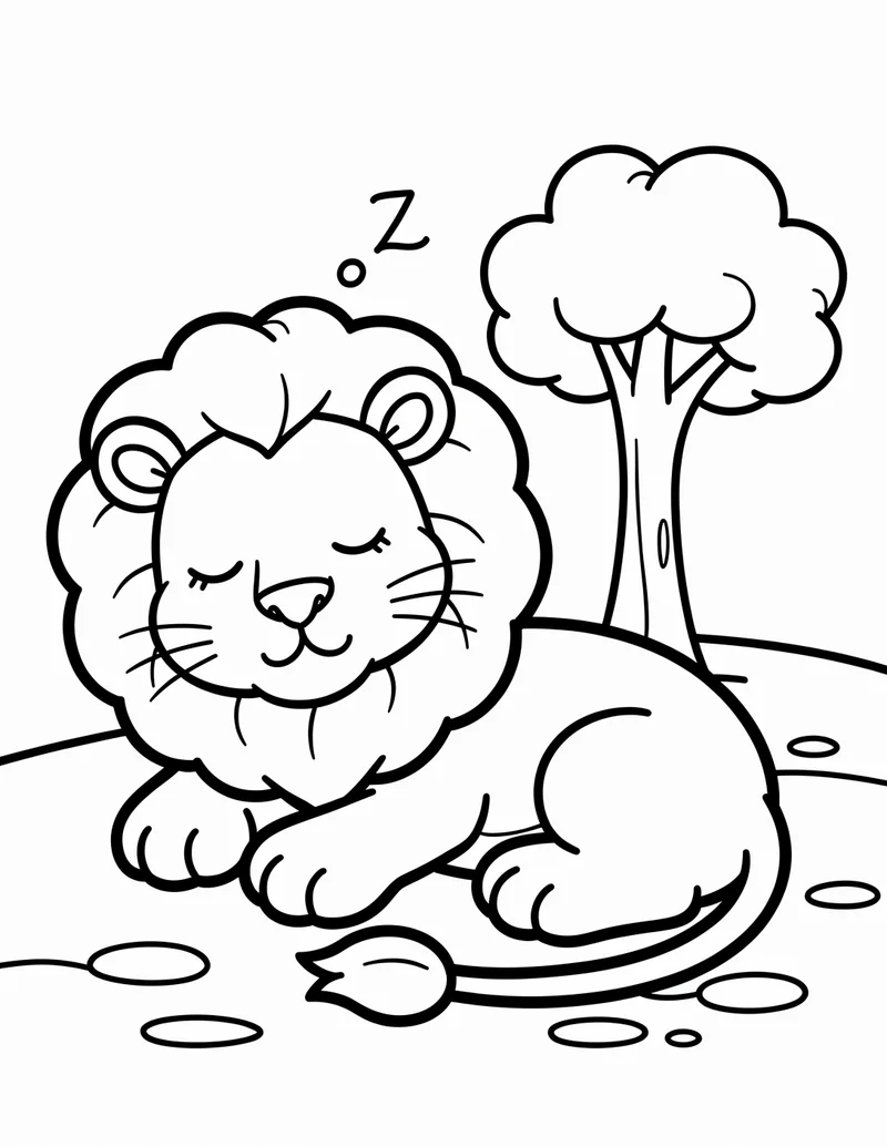 Coloring page — Sleepy Lion