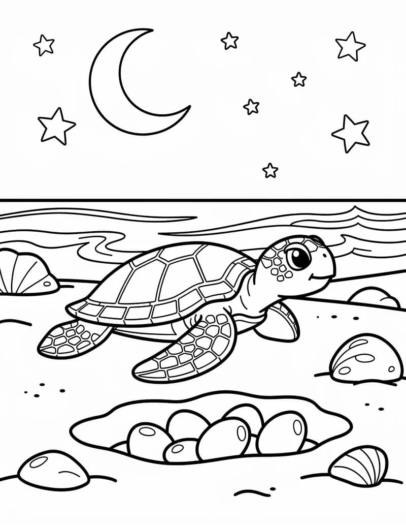Coloring page — Moonlight Nesting