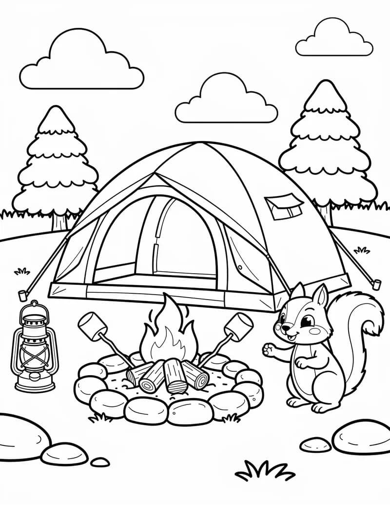 Coloring page — Camping Trip