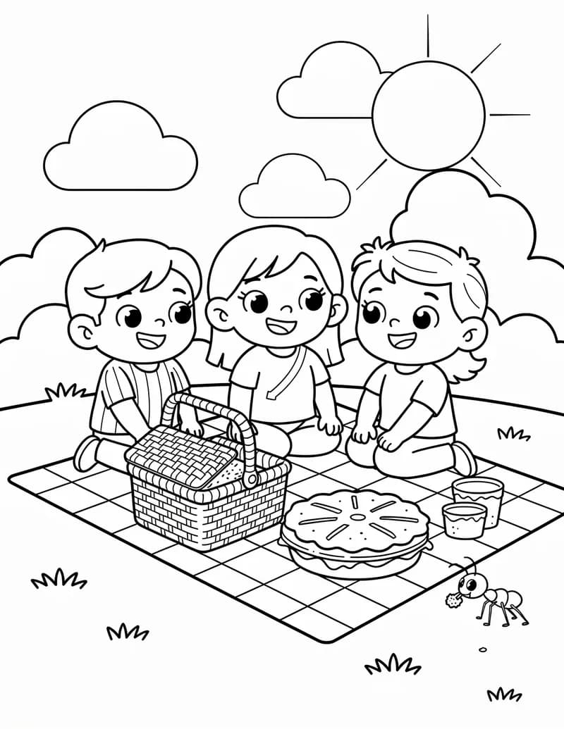 Coloring page — Picnic in the Park