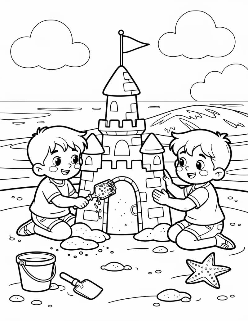 Coloring page — Sandcastle Day