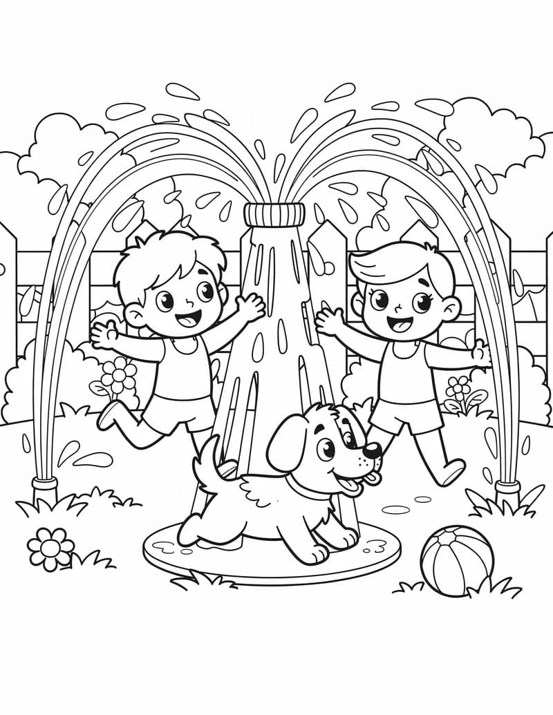 Coloring page — Sprinkler Fun