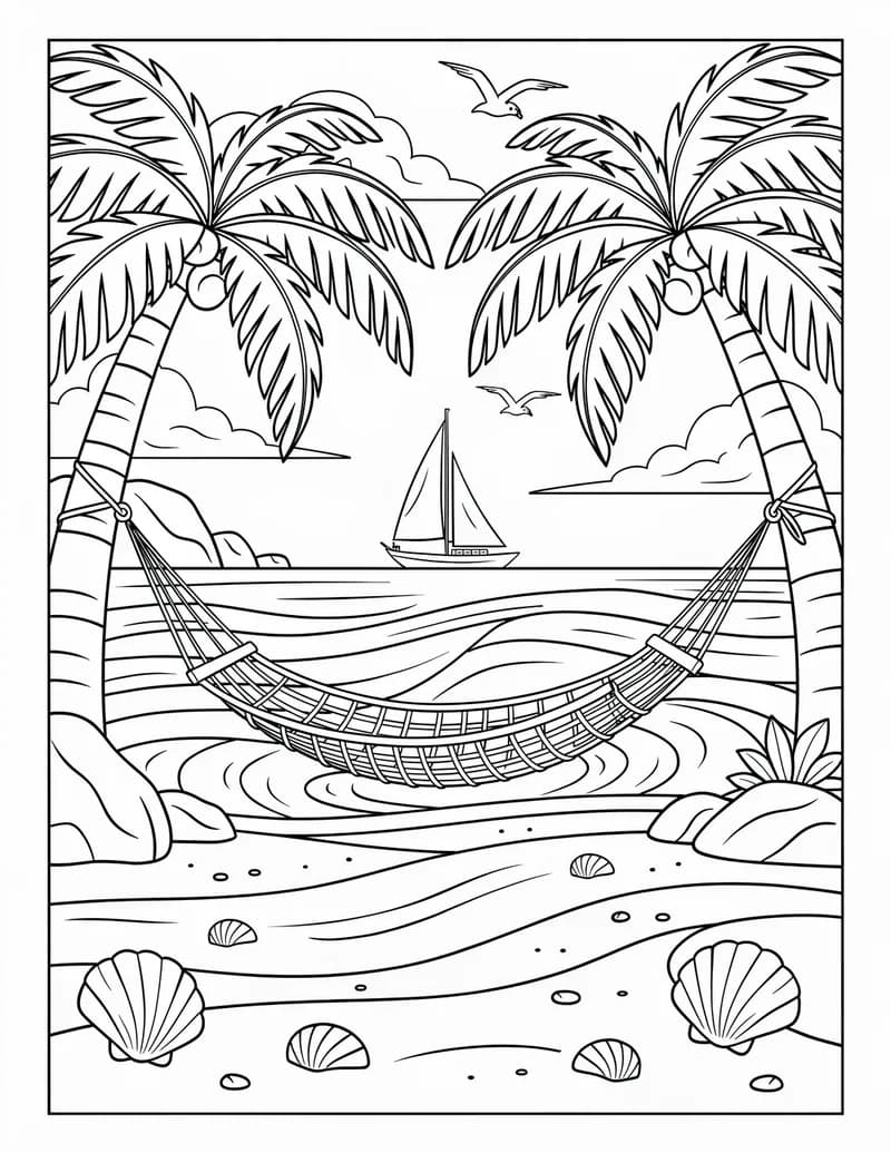 Coloring page — Tropical Lagoon