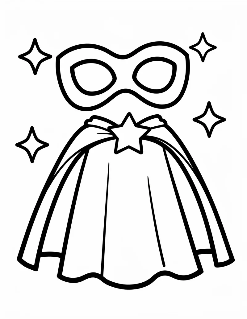 Coloring page — Hero Mask and Cape