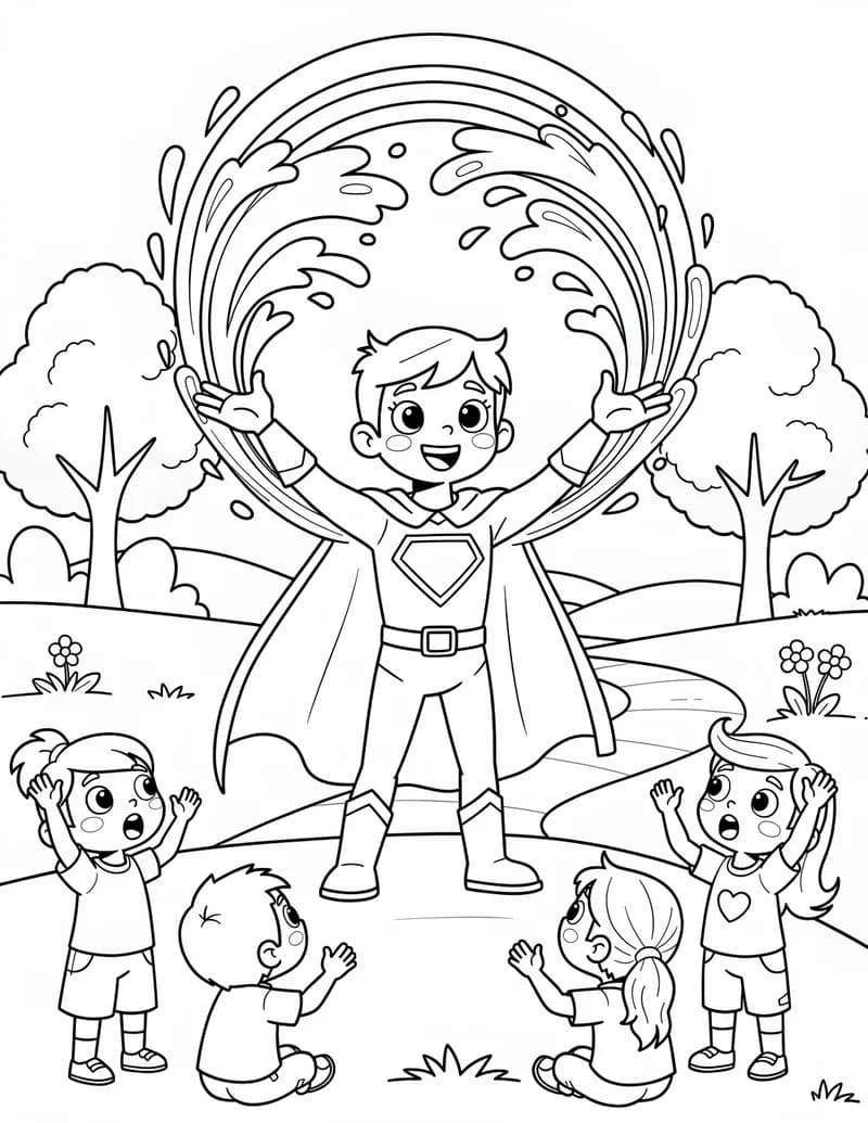 Coloring page — Water-Power Hero
