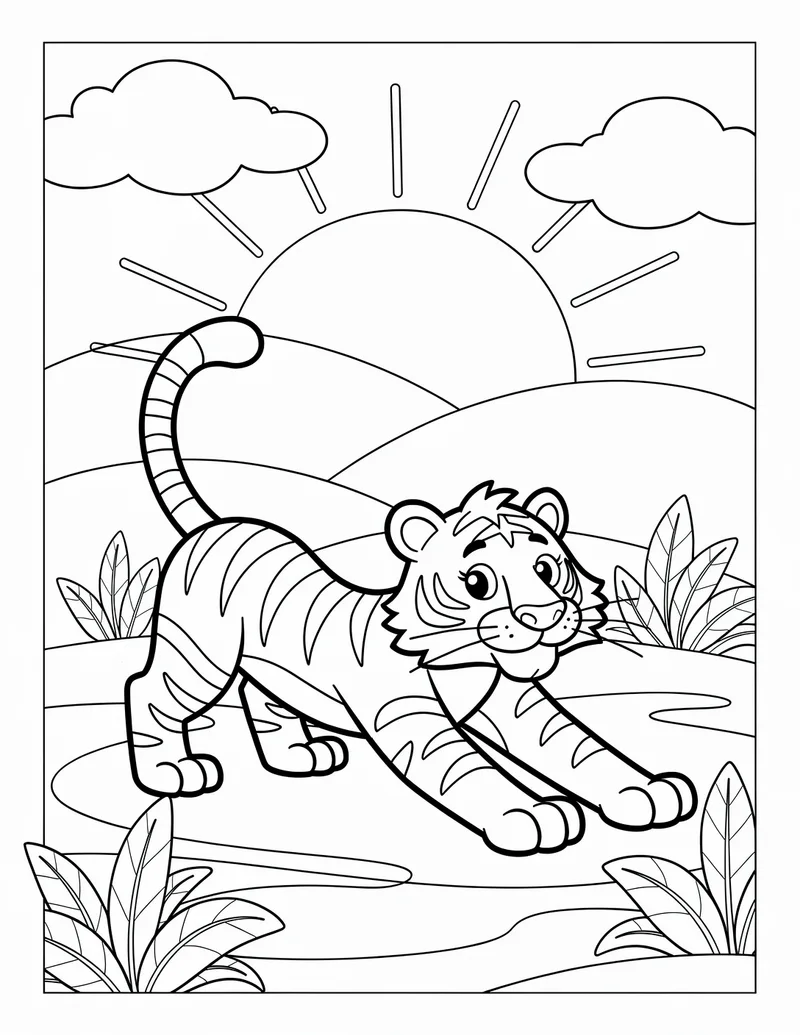 Coloring page — Morning Stretch