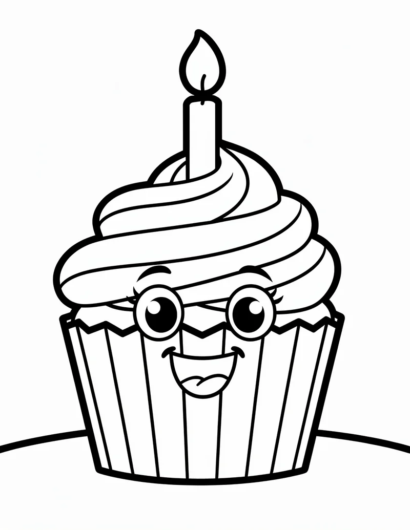 Coloring page — Birthday Cupcake