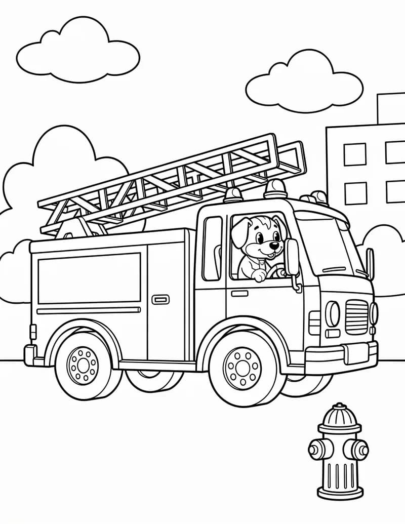 Coloring page — Little Fire Truck