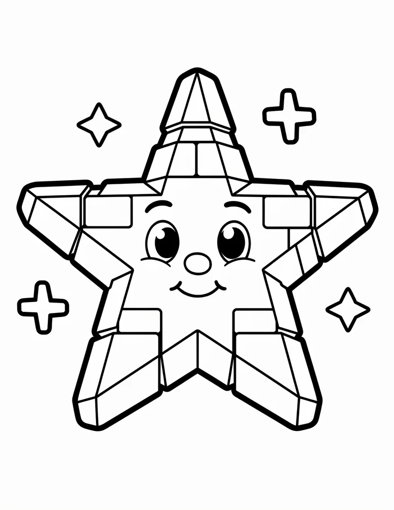 Coloring page — Pixel Star Power-Up