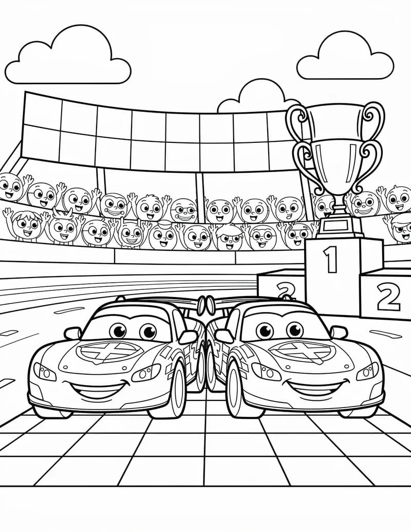 Coloring page — Racing Game Finish Line
