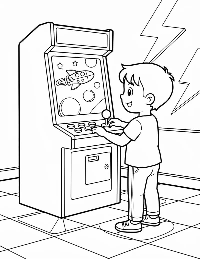 Coloring page — Retro Arcade Cabinet