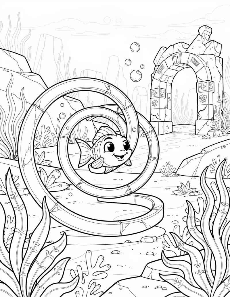 Coloring page — Underwater Bonus Level